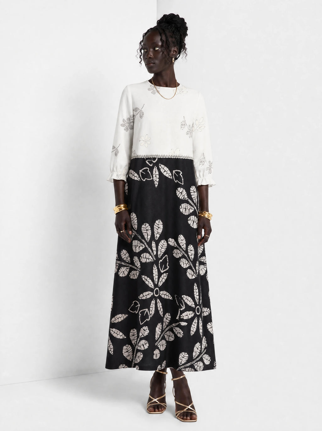 "Kivuli" Long Sleeve Maxi Dress — front view on model