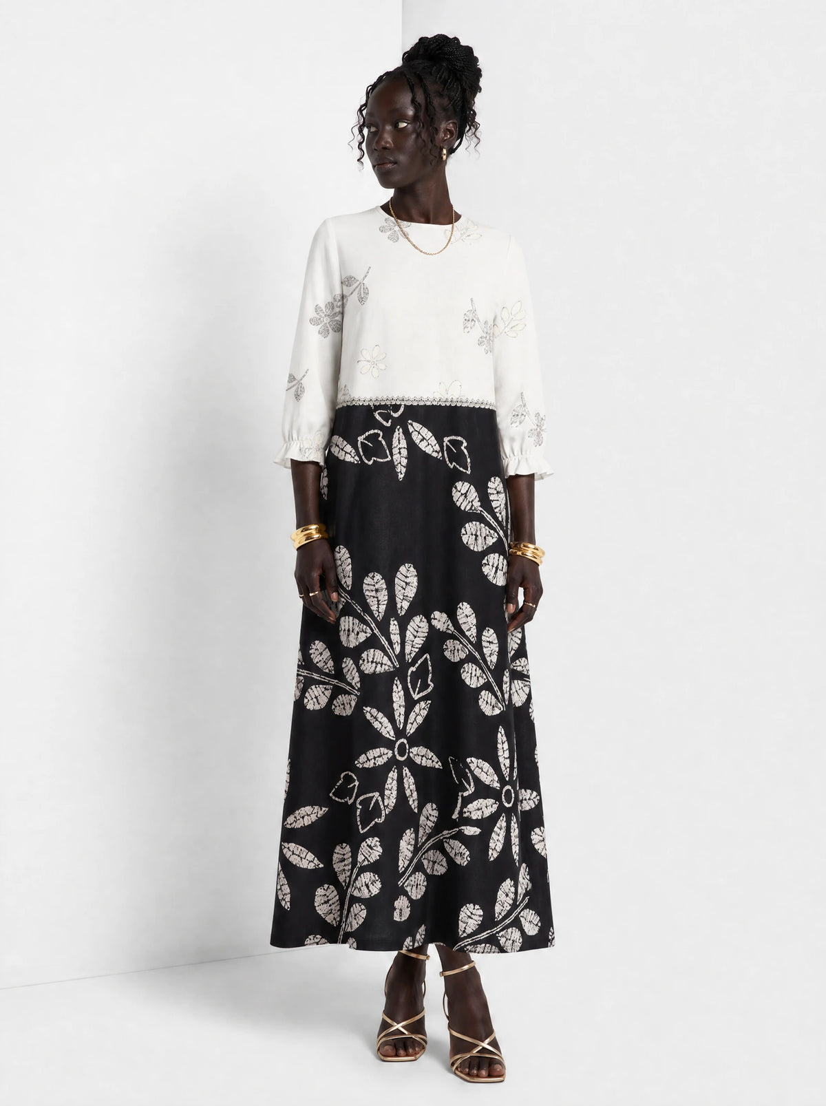 "Kivuli" Long Sleeve Maxi Dress — front view on model