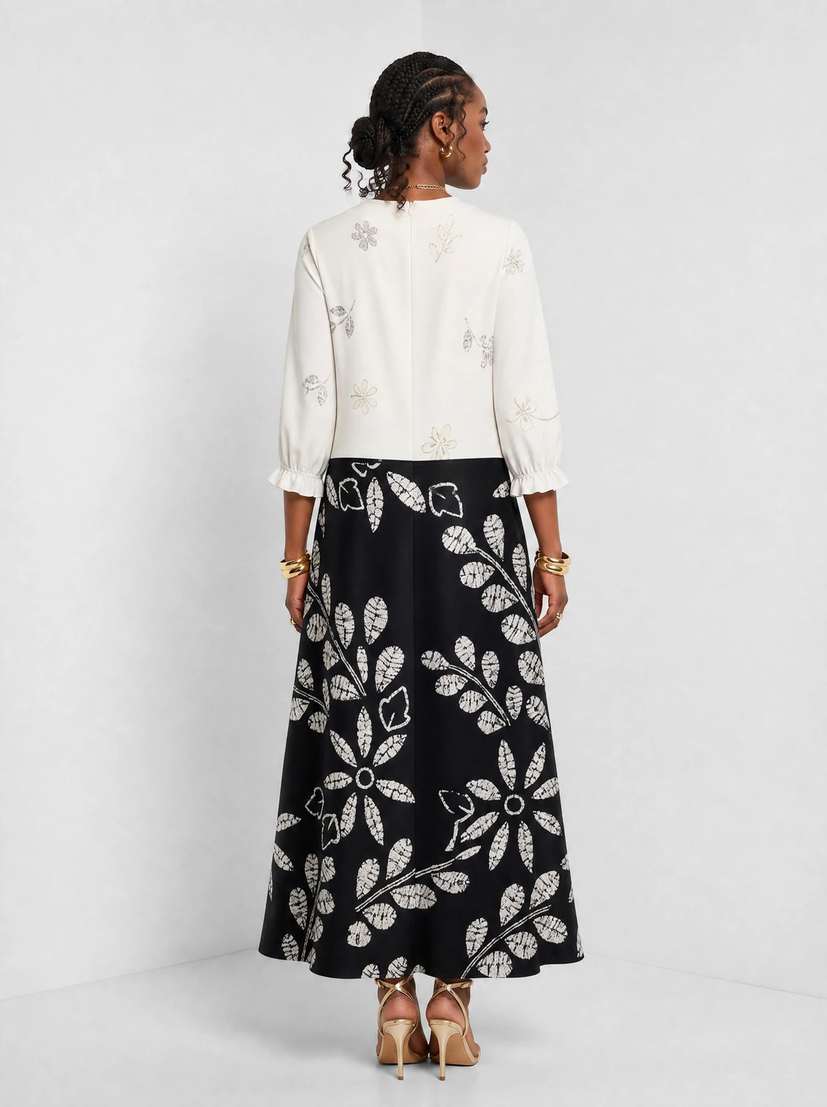 "Kivuli" Long Sleeve Maxi Dress — back view on model