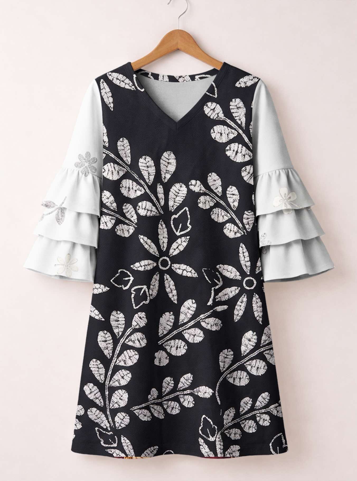 "Kivuli" Stacked Ruffle Sleeve Dress
