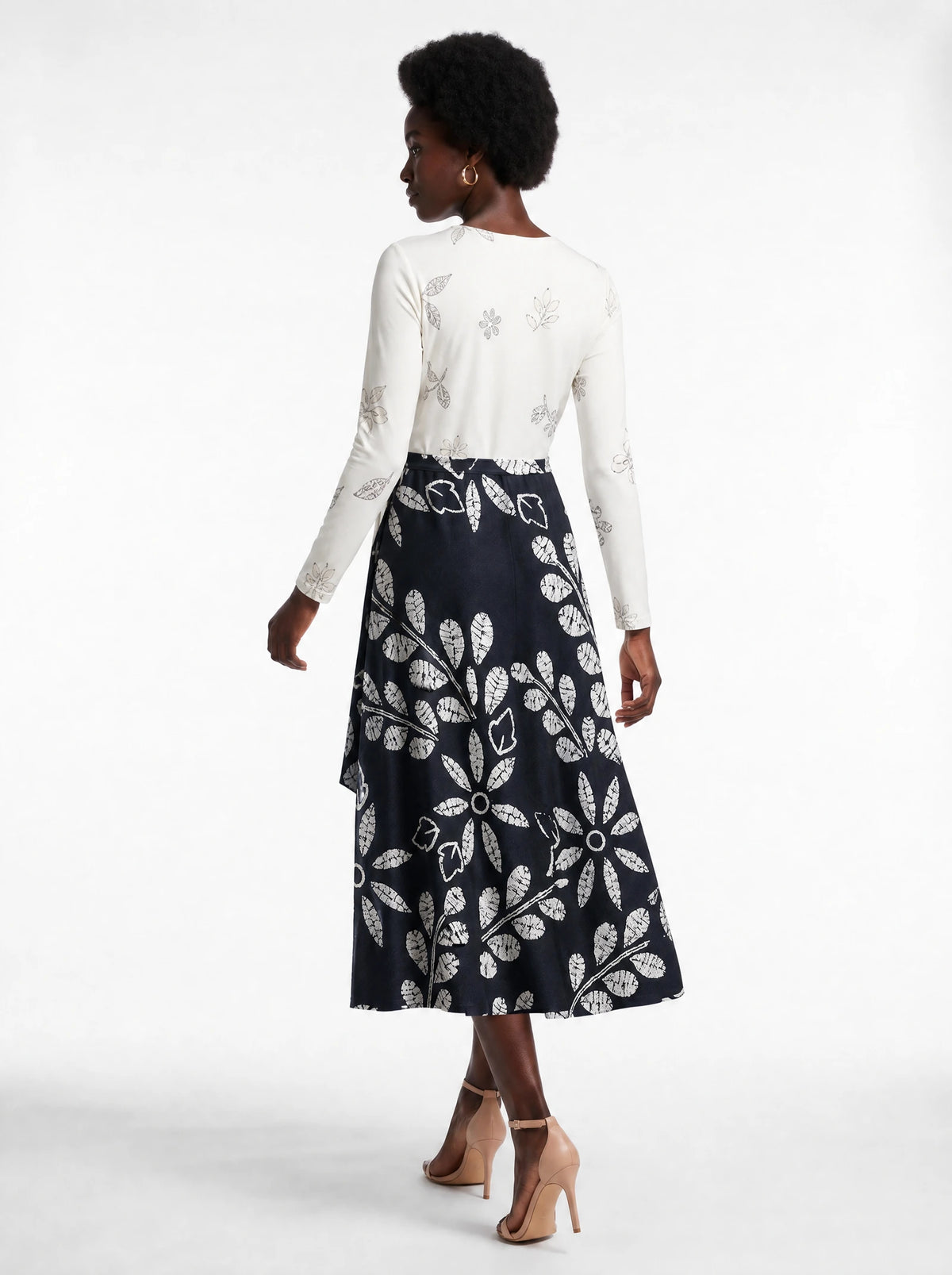 "Kivuli" Long Sleeve Midaxi Dress — back view on model
