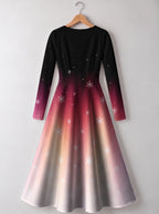 "Kiza" Long Sleeve Sweetheart Midi Dress — back view