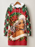 "Kofia" Christmas Hoodie Dress — front flat