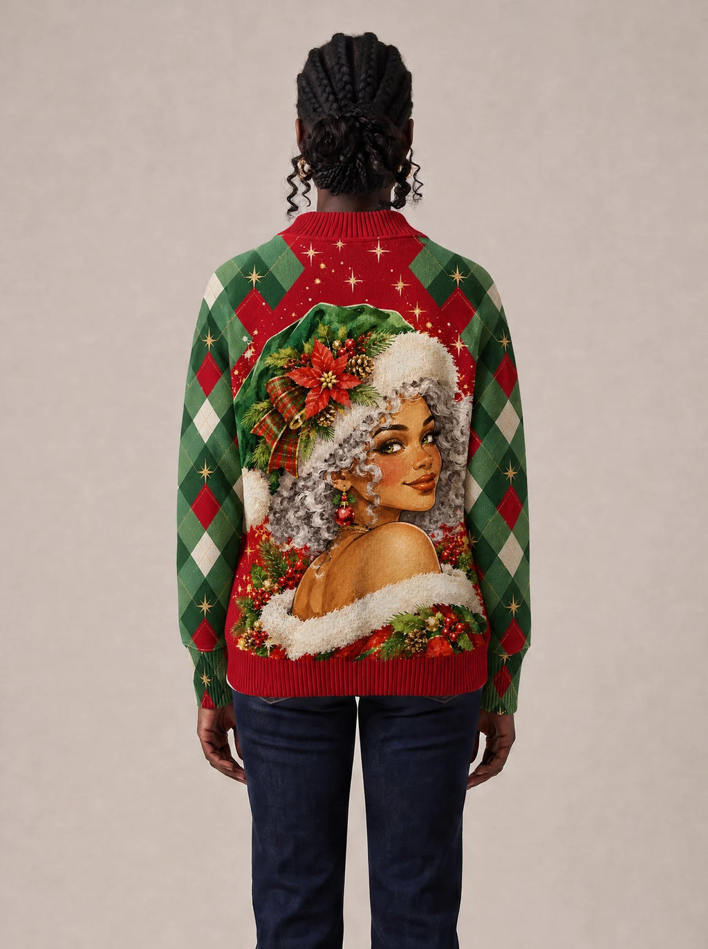 "Kofia" Christmas Sweatshirt — back view on model
