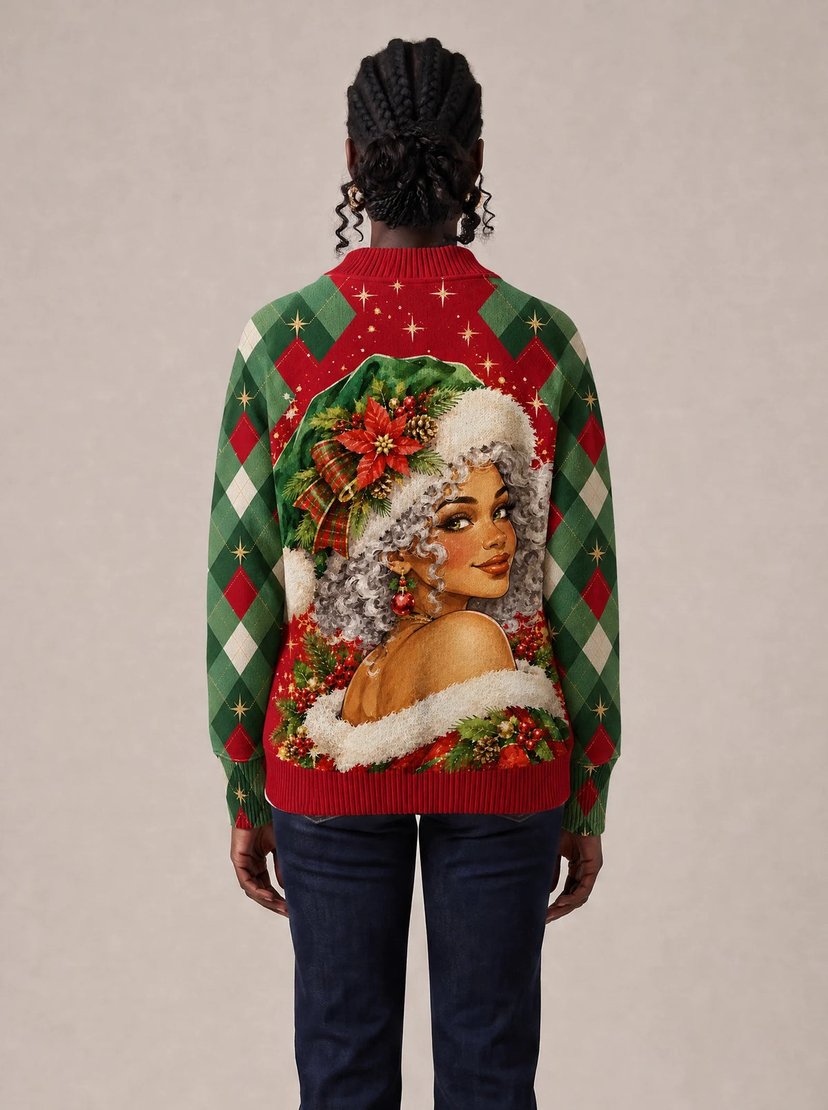 "Kofia" Christmas Sweatshirt — back view on model