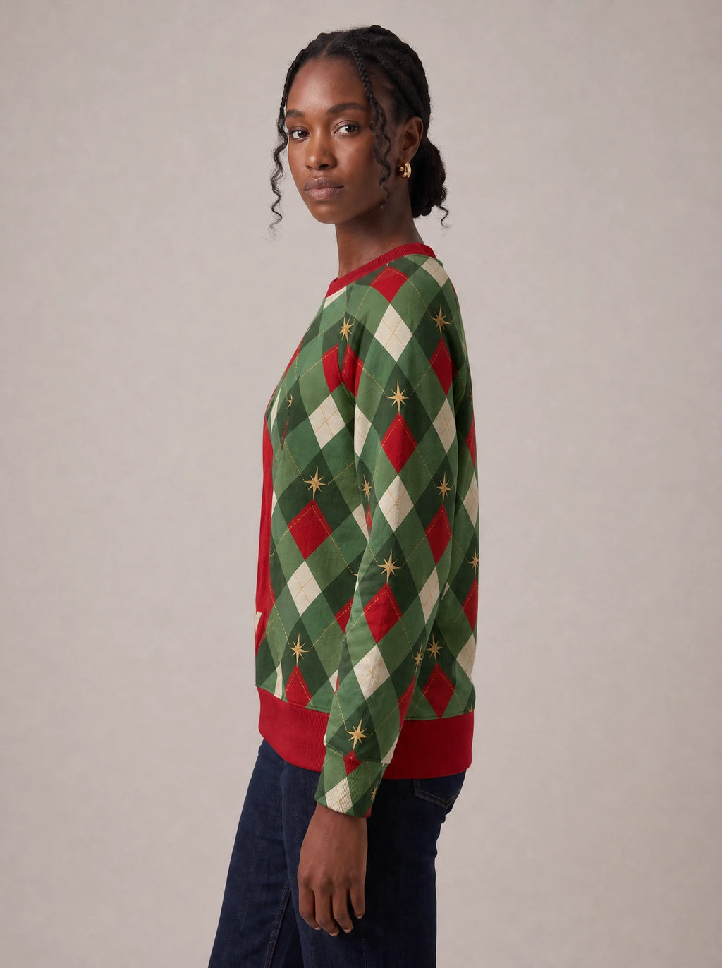 "Kofia" Christmas Sweatshirt — side view on model