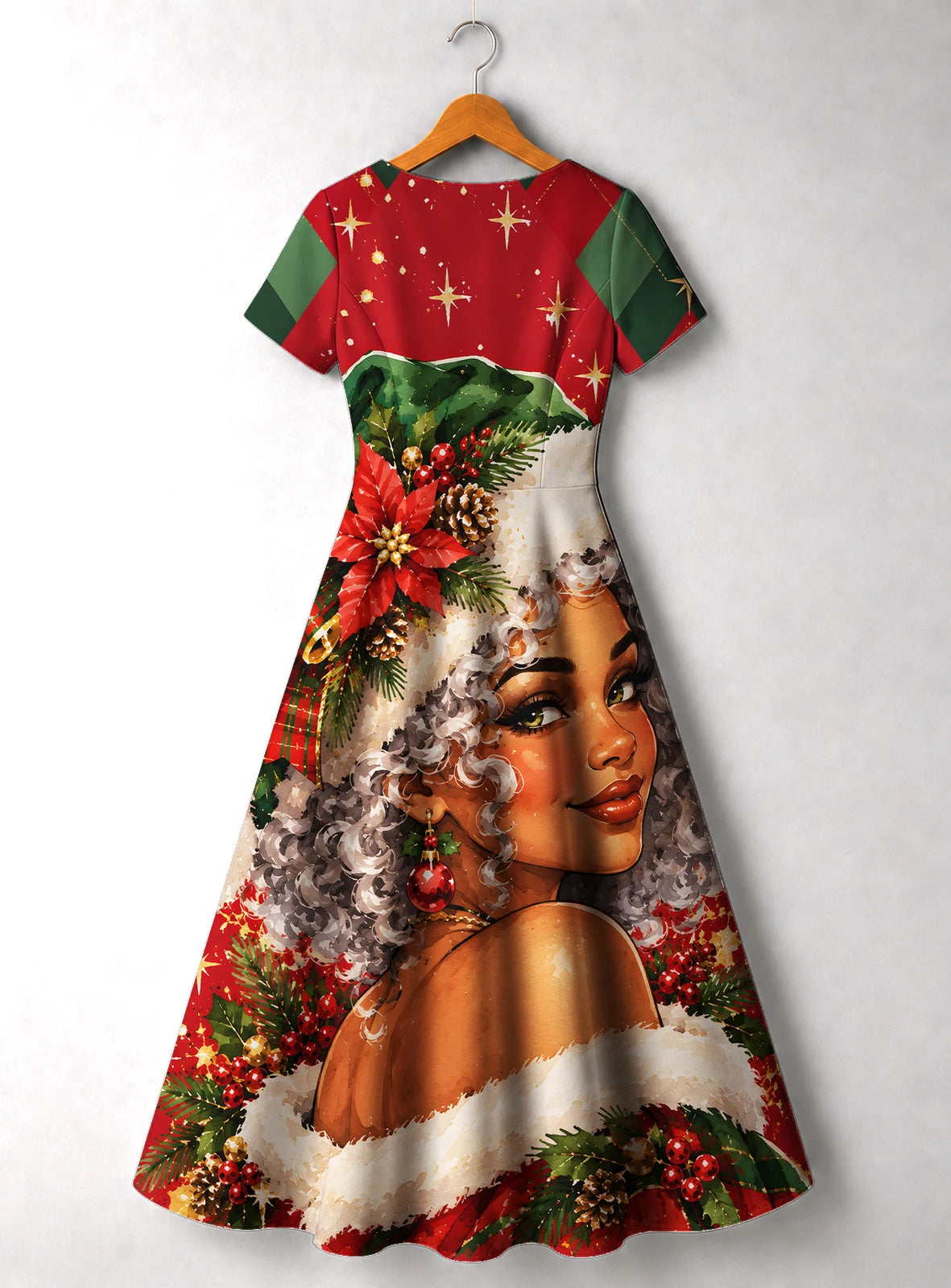 "Kofia" Christmas V Neck Midi Dress Promo