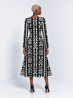 "Kuba" Long Sleeve Sweetheart Midi Dress — back view on model