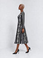 "Kuba" Long Sleeve Sweetheart Midi Dress — side view on model