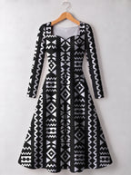 "Kuba" Long Sleeve Sweetheart Midi Dress — front view