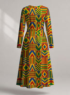 "Kumasi" Viscose Midi Dress — back view
