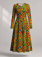 "Kumasi" Viscose Midi Dress — front view