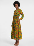 "Kumasi" Long Sleeve Midaxi Dress