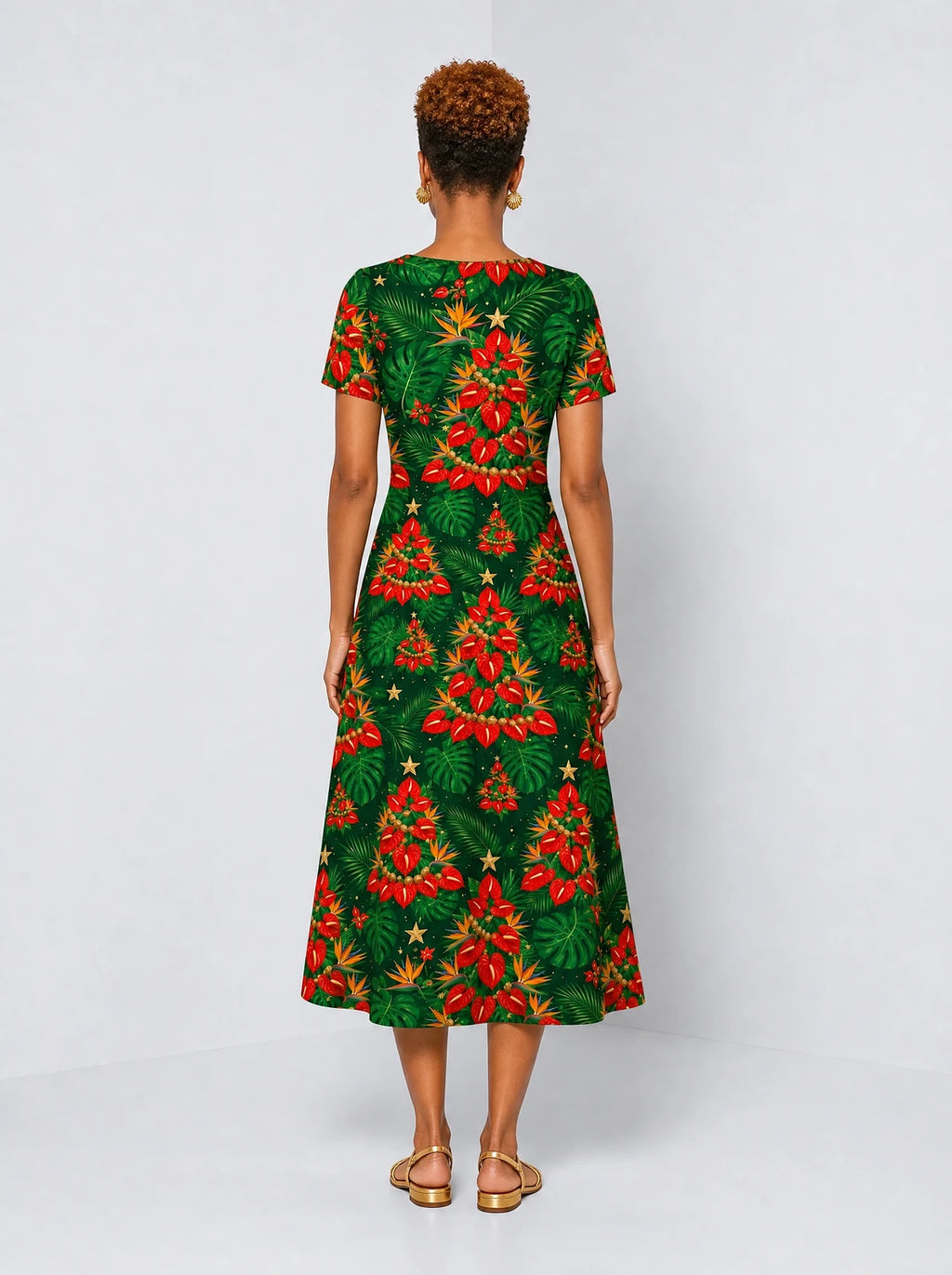 "Kuumba" Sweetheart Midi Dress — back view on model