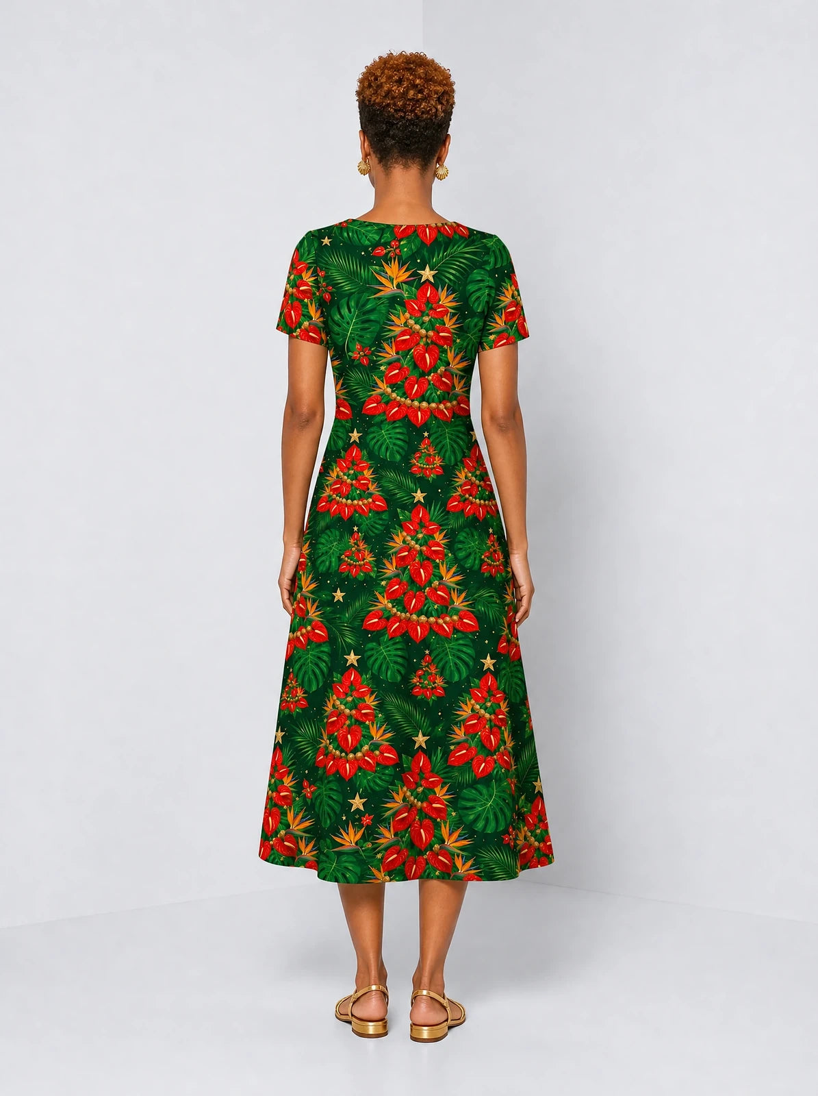 "Kuumba" Sweetheart Midi Dress — back view on model