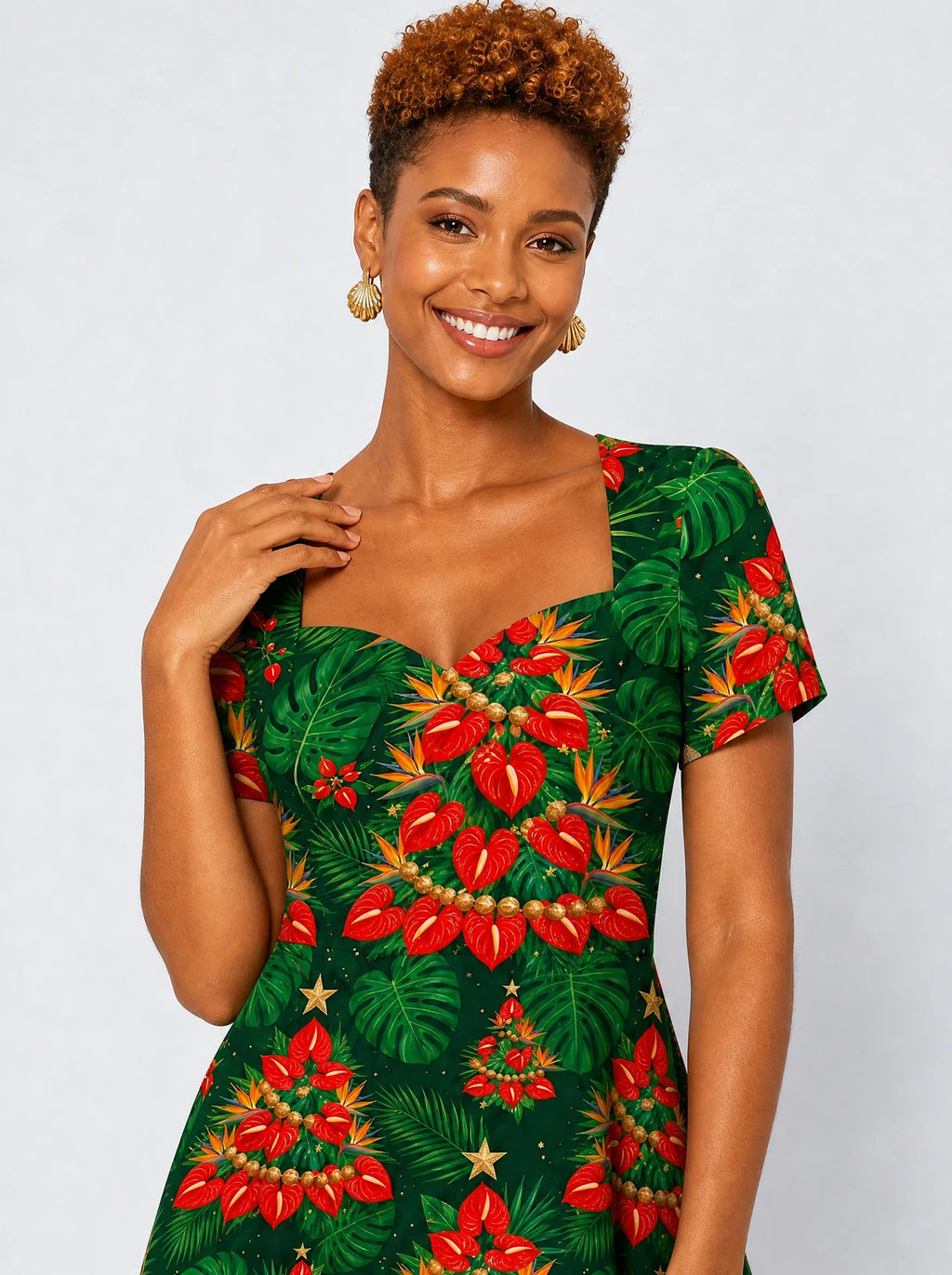 "Kuumba" Sweetheart Midi Dress — styled on model