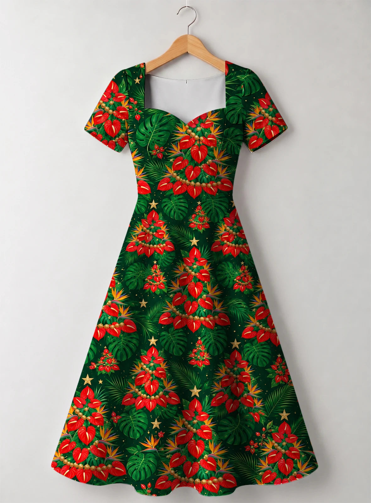 "Kuumba" Sweetheart Midi Dress — front flat
