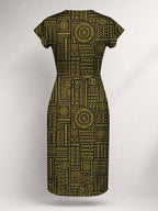 "Lamu" Cap Sleeve Midi Dress
