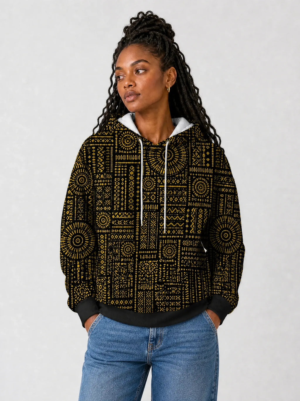 "Lamu" Hoodie — front view on model