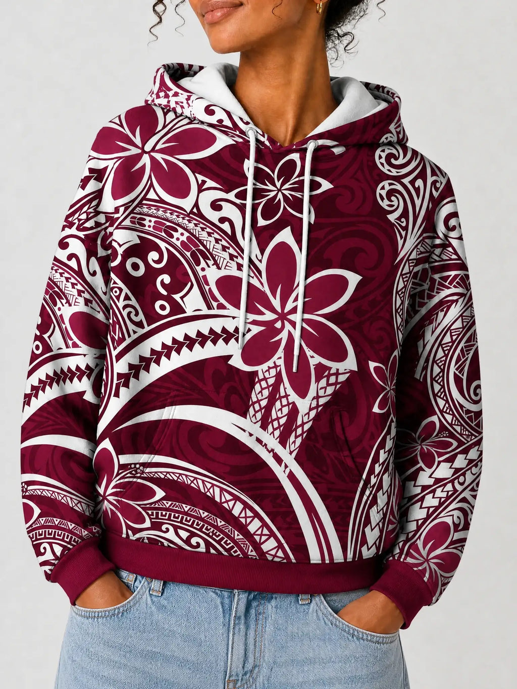 "Lehua" Hoodie — close-up on model