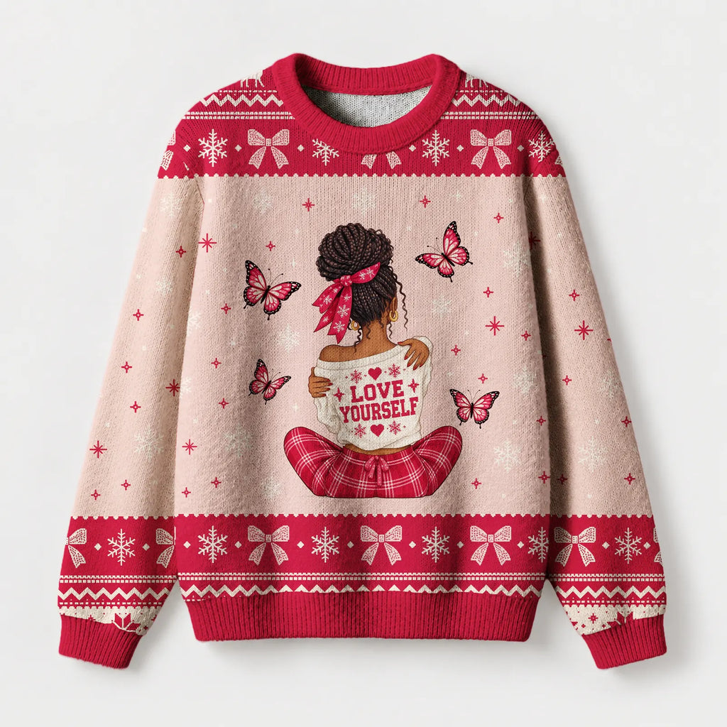 "Love Yourself" Christmas Sweatshirt — front view