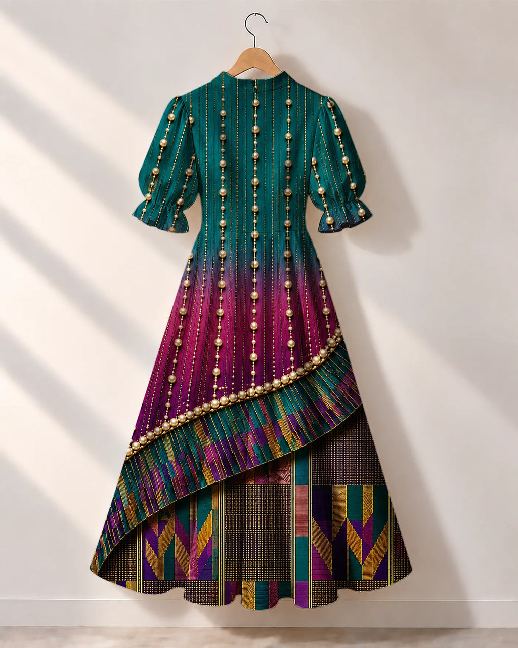 "Lulu" Puff Sleeve Dress — the dress on a hanger, back