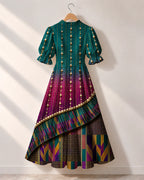 "Lulu" Puff Sleeve Dress — the dress on a hanger, back