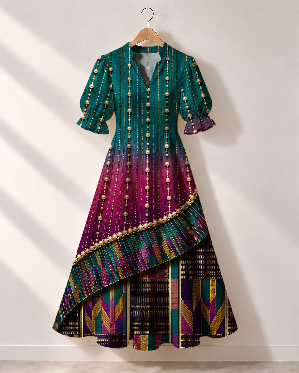 "Lulu" Puff Sleeve Dress — the dress on a hanger, front