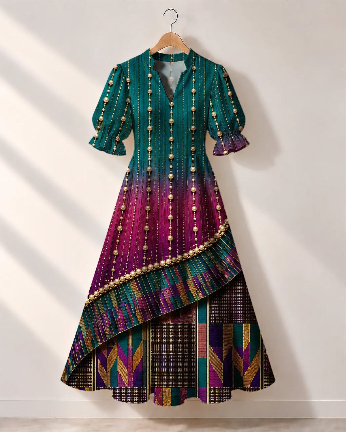 "Lulu" Puff Sleeve Dress — the dress on a hanger, front