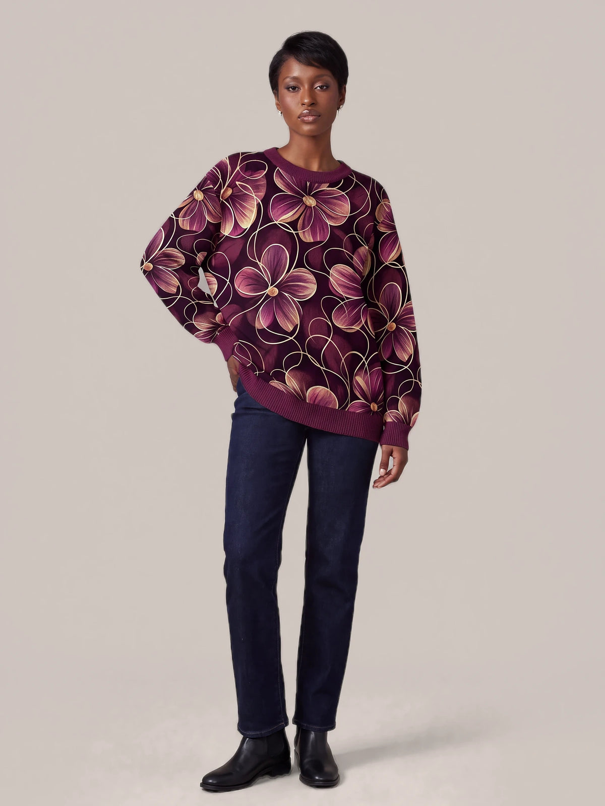 "Machipuko" Sweatshirt — front view on model