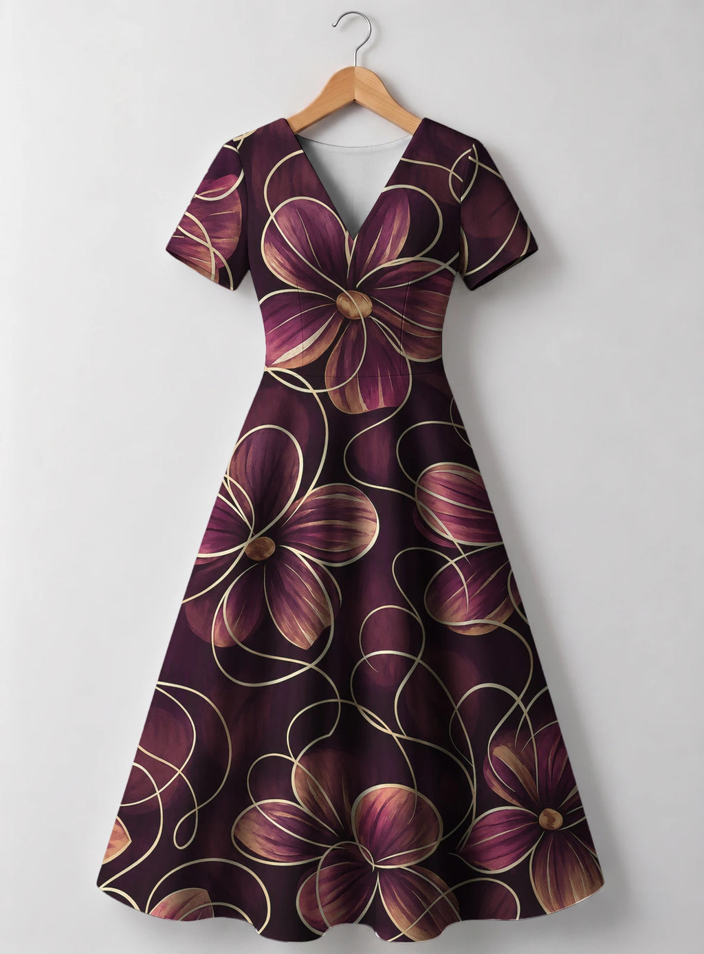 "Machipuko" V Neck Midi Dress