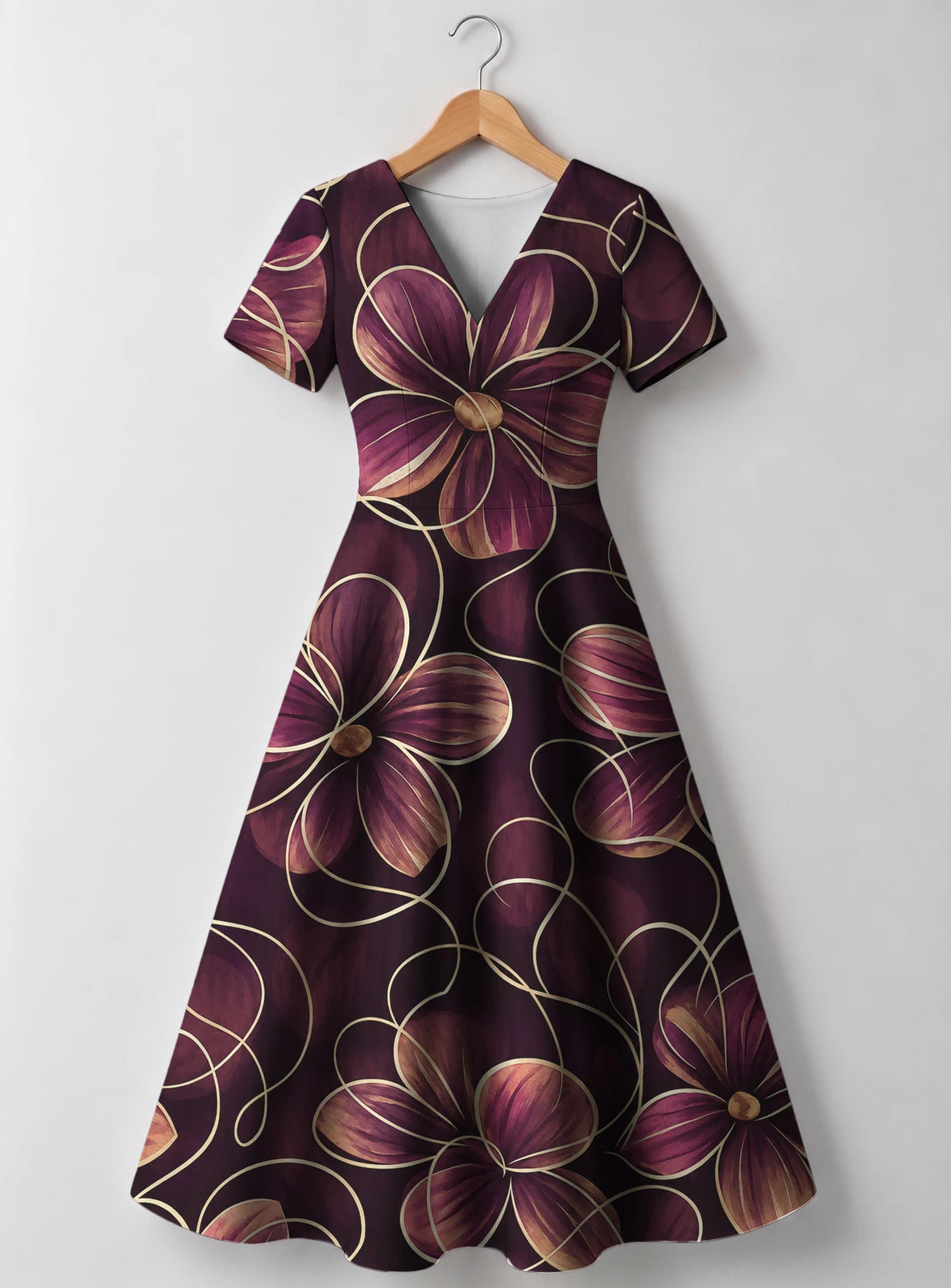 "Machipuko" V Neck Midi Dress