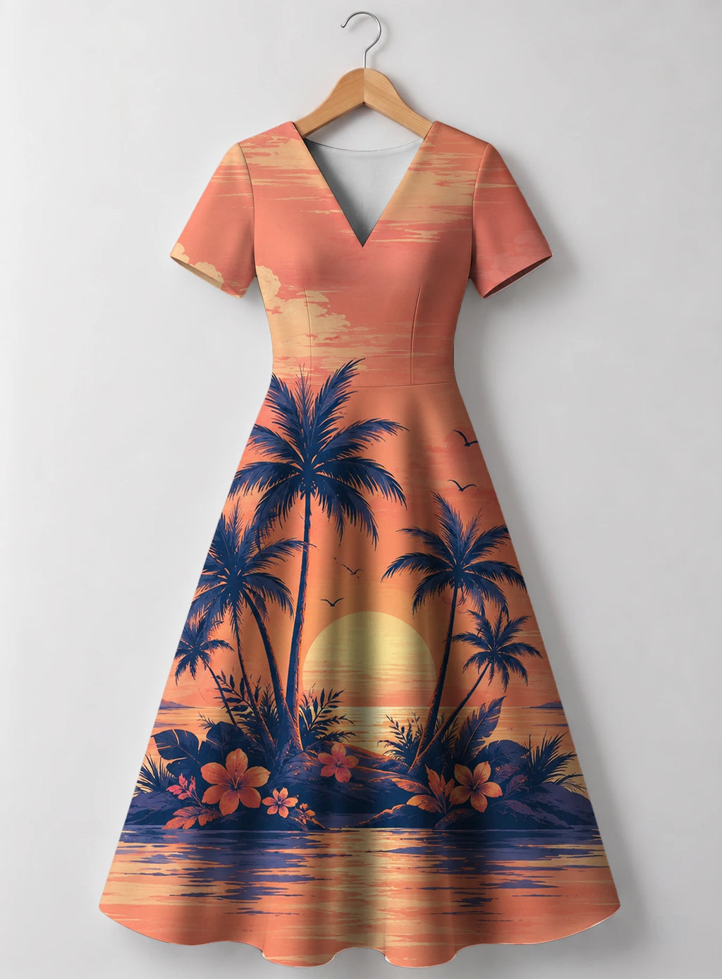 "Machweo" V Neck Midi Dress