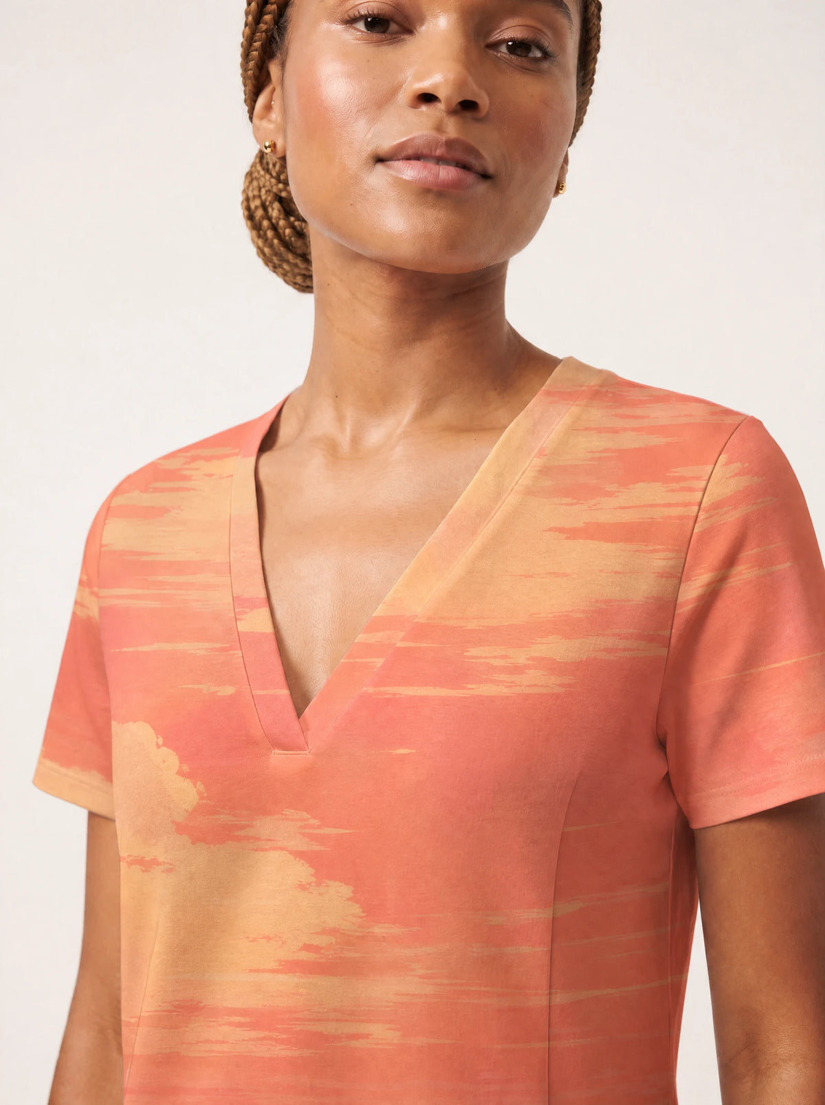 "Machweo" V Neck Midi Dress — on model