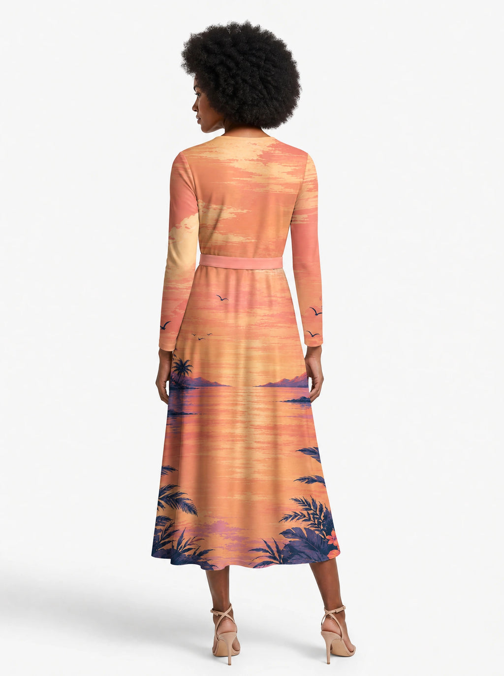 "Machweo" Long Sleeve Midaxi Dress — back view on model
