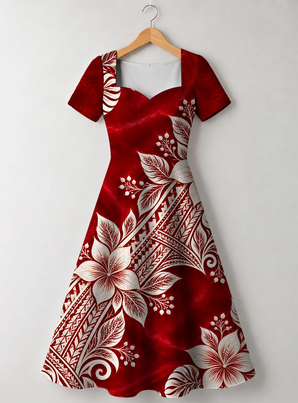 "Mahina" Sweetheart Midi Dress — front flat