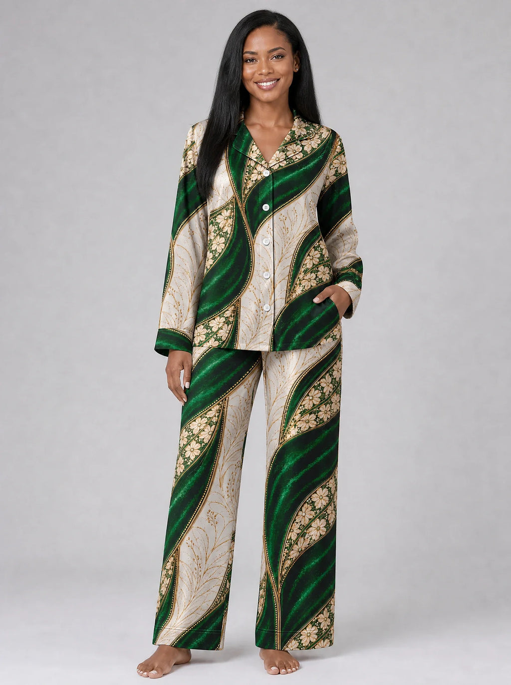 "Maile" Pajama Set — front view on model