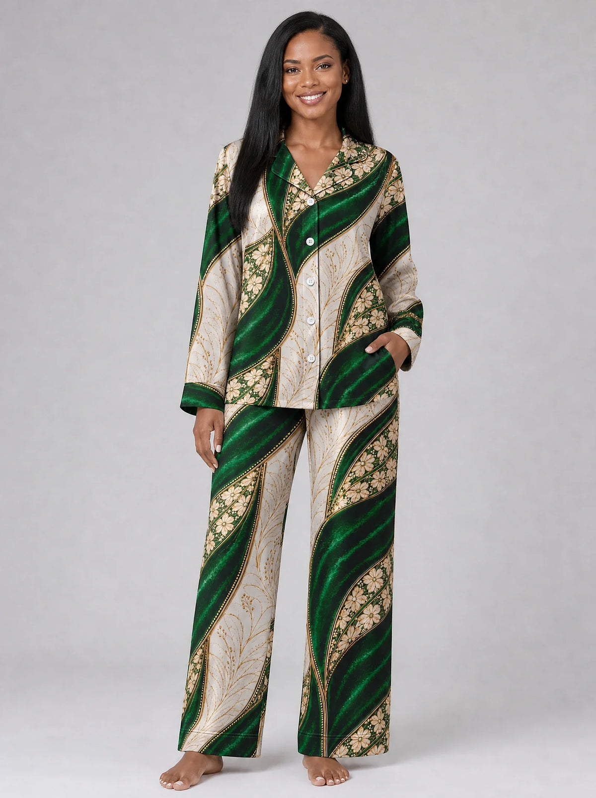 "Maile" Pajama Set — front view on model