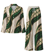 "Maile" Pajama Set — flat lay of the shirt and pants