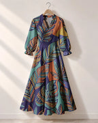 "Majani" Long Puff Sleeve Dress