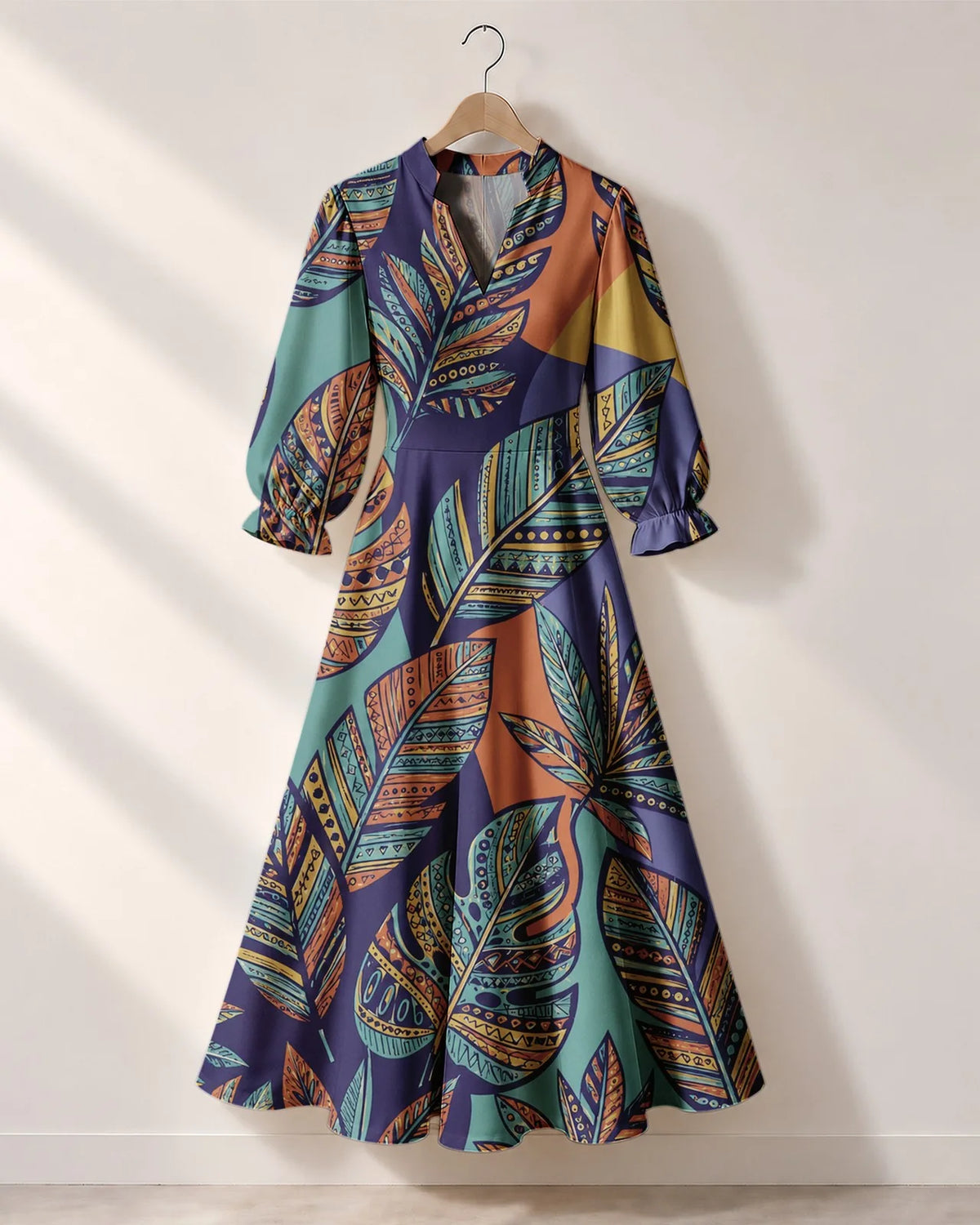 "Majani" Long Puff Sleeve Dress