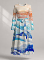 "Maji" Viscose Midi Dress — front view