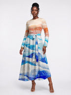"Maji" Long Sleeve Midaxi Dress — front view on model