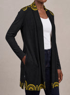 "Mamafo" Long Cardigan — close-up of the hidden pocket