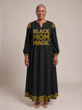 "Mamafo" Puff Sleeve Maxi Dress