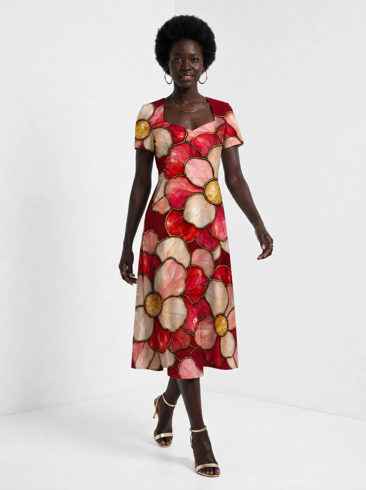 "Mapenzi" Sweetheart Midi Dress — front view on model