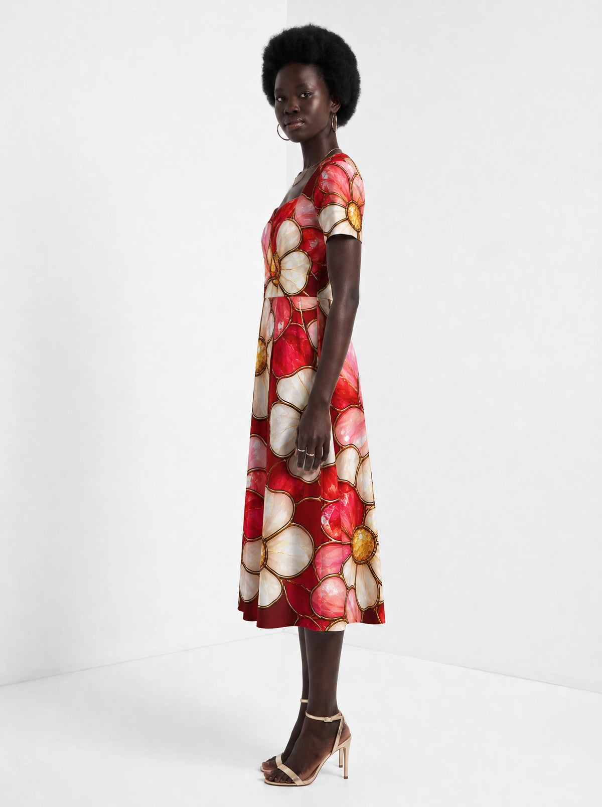 "Mapenzi" Sweetheart Midi Dress — side view on model