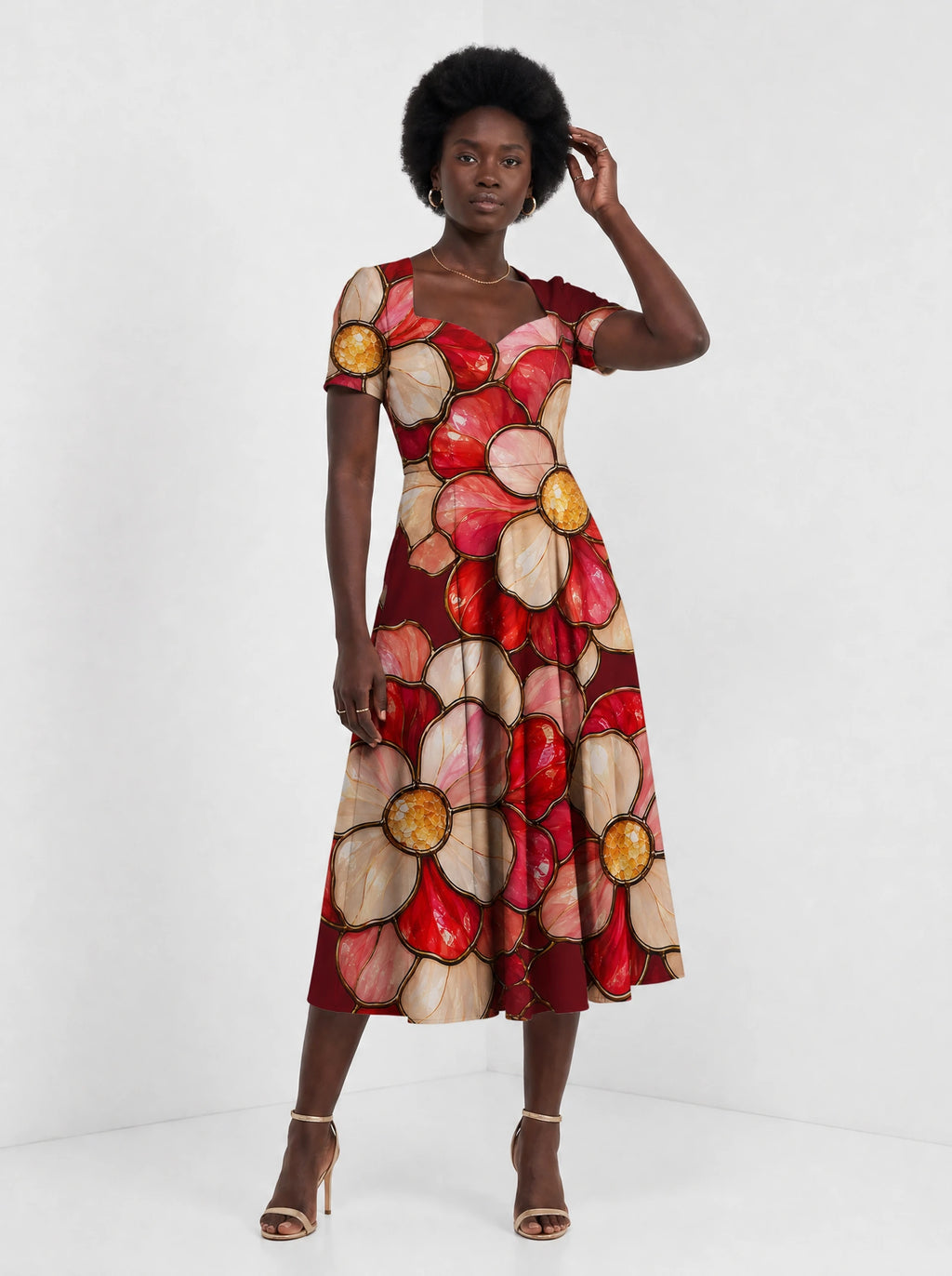 "Mapenzi" Sweetheart Midi Dress — styled on model