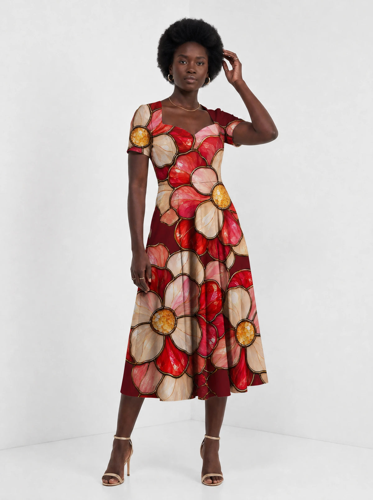 "Mapenzi" Sweetheart Midi Dress — styled on model