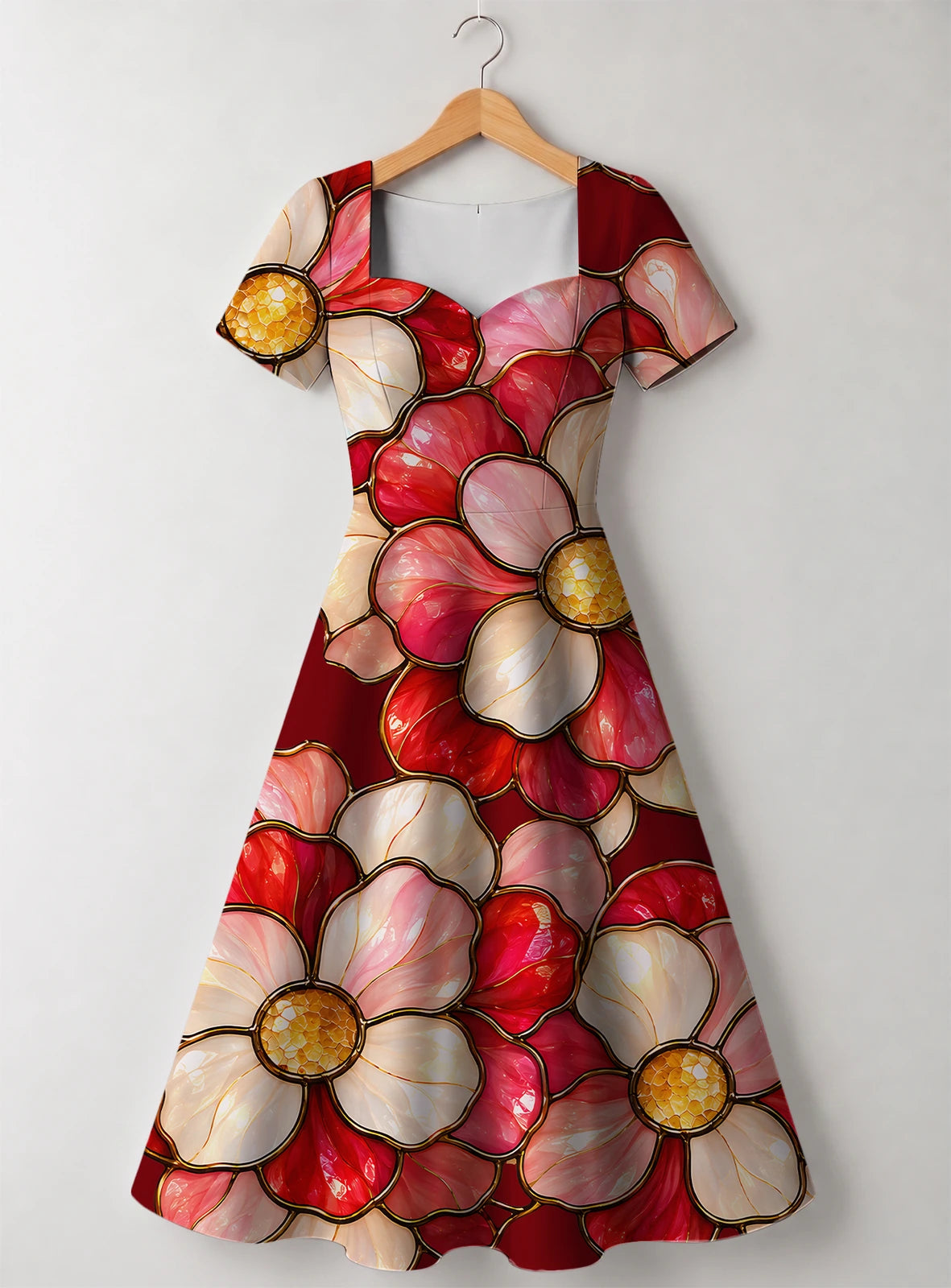 "Mapenzi" Sweetheart Midi Dress — front flat